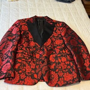 INC International Concepts Black and Red Floral Blazer